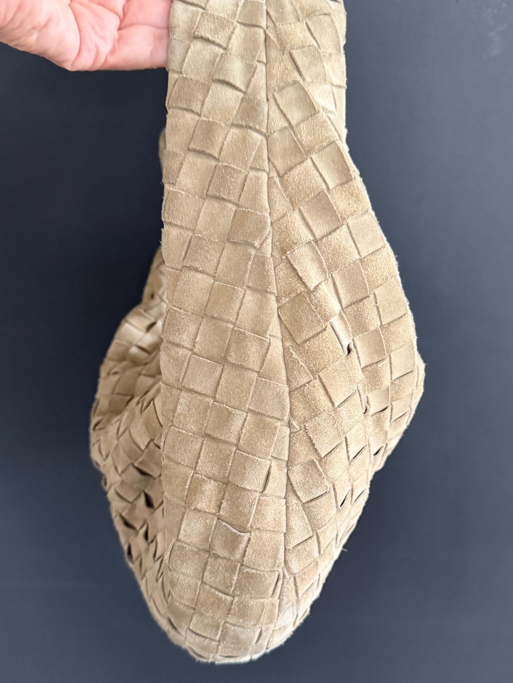 Bottega Veneta Tan Intrecciato Suede Shoulder Bag - Picture 6 of 14